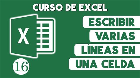 Como Escribir Varias Lineas En Una Celda De Excel Youtube