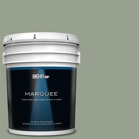 BEHR MARQUEE 5 Gal N390 4 Bitter Sage Satin Enamel Exterior Paint