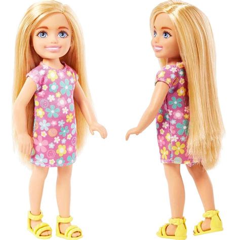 Barbie Chelsea Doll Small Doll Wearing Purple Flowered Dress With