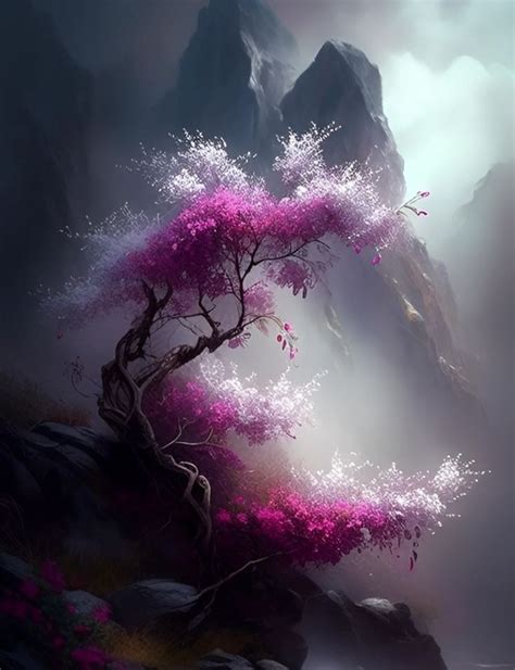 Pin by Rain Cloud on Lưu nhanh Fantasy art landscapes Magical tree