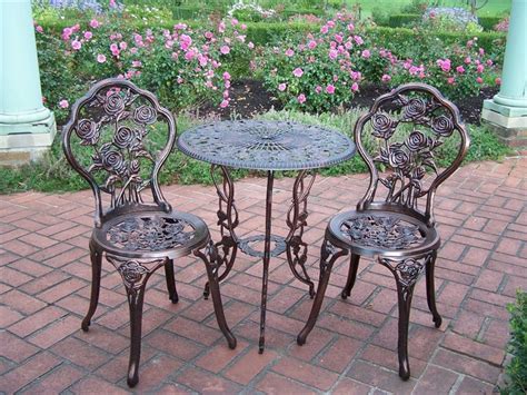 Oakland Living Rose Cast Aluminum 3 Pc Bistro Set Ol3705ab