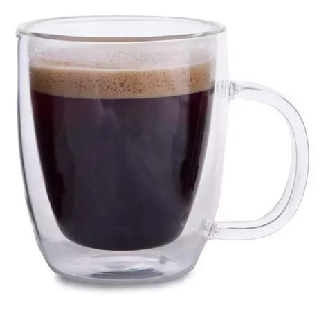 Taza Doble Vidrio Caf Vidrio Templado Cup Con Asa Ml