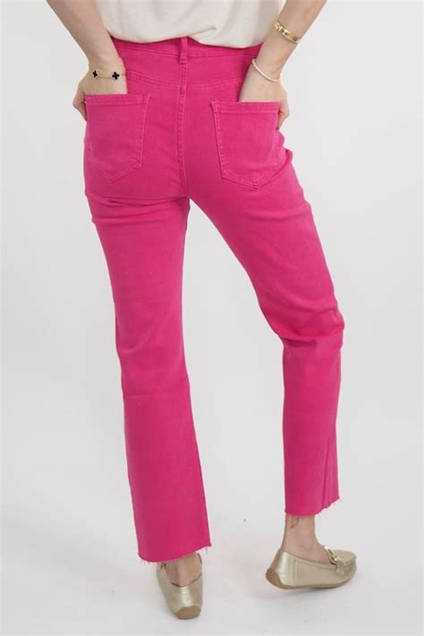 Latest Neon Pink Raw Denim Jeans Hot Sale