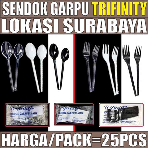 Jual Sendok Garpu Makan Plastik Kuat Tebal Trifinity Panjang Bening