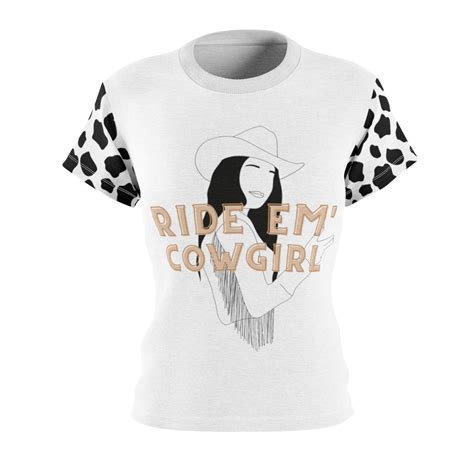 Ride Em Cowgirl Cow Print Cowgirl T Shirt For Women Fun Etsy