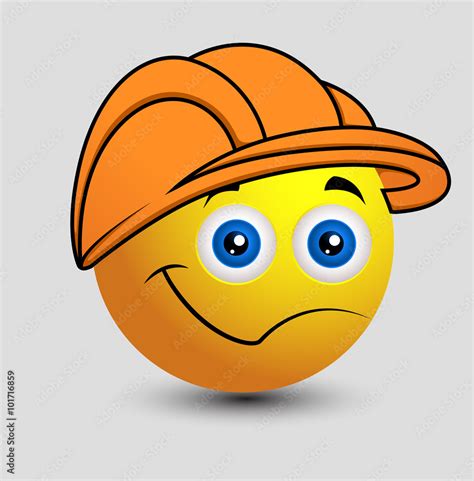 Cartoon Engineer Emoji Smiley Emoticon Vector Stock Vector | Adobe Stock