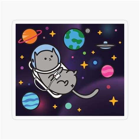 A Cat In An Astronauts Suit Floating Through Space Surrounded By