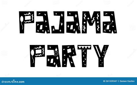 Pajama Party Hand Lettering Typography Template Stock Vector