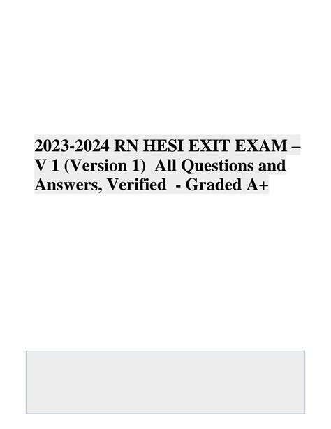 Solution 2023 2024 Rn Hesi Exit Exam Version 1 V1 Questions Answers