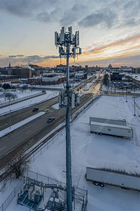 Cell Phone Tower Aerial Photograph Stock Image C055 0165 Science