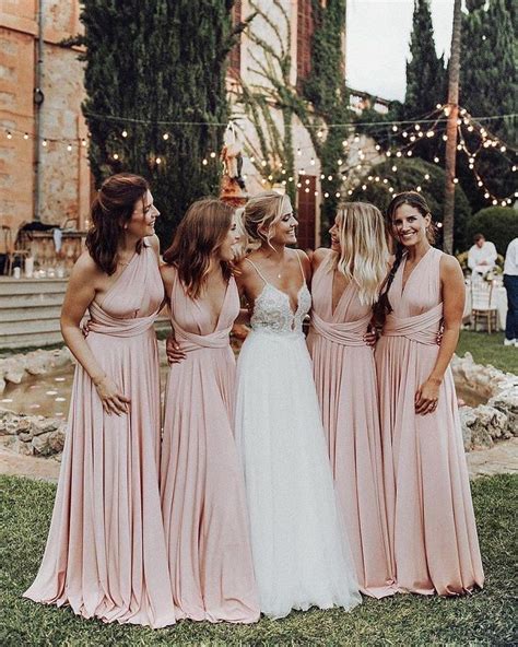 Mismatched Pink Bridesmaid Dresses