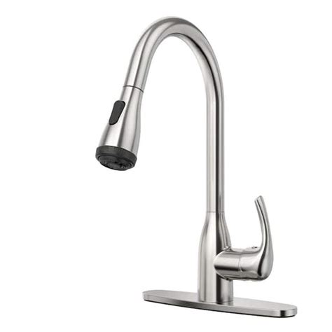 Homlux Single Handle Pull Down Sprayer Kitchen Faucet With 4 Function In Brushed Nickel