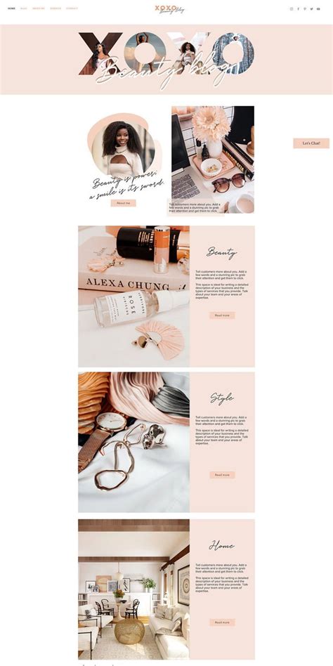 Wix Website Template Beauty Blog Lifestyle Coach Theme Blogger