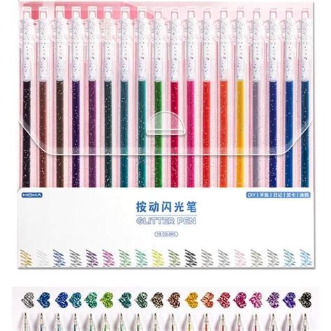 18 Pièces Stylos Gel De Pailletés Feutres De Coloriage Glitter Avec