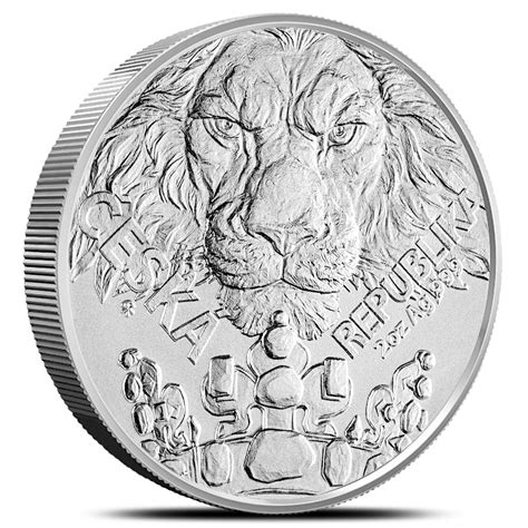 Oz Niue Czech Lion Silver Coin Bu L Bgasc