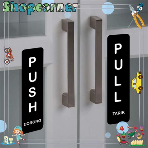 1 Sepasang Sign Dorong Tarik Akrilik Stiker Pull Push Pintu Cafe Door