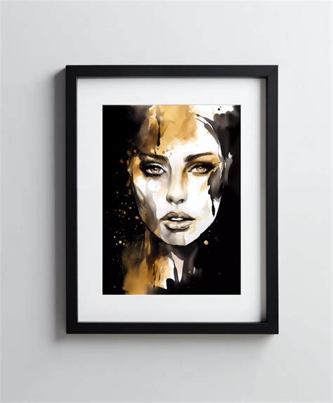 Black And Gold Woman Face Harmony Posters Standard Poster Size