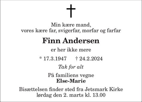 D Dsannonce For Finn Andersen Nordjyske Dk