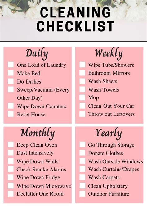 Printable Cleaning Schedule Working Mom Issefuture