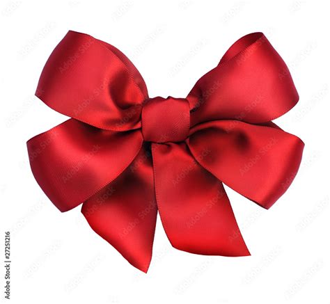 Red Satin Gift Bow Ribbon Isolated On White Stock Photo Adobe Stock