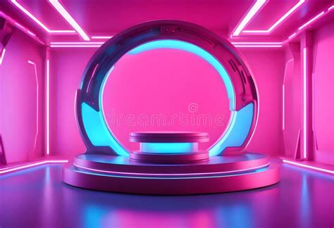 Cyberpunk Sci Fi Product Podium Showcase Stock Illustration