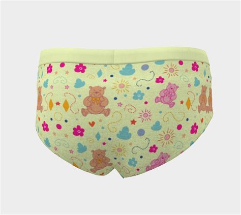 Teddy Bear Pattern Mid Waist Hipster Cute Panties For Women Xs Xl