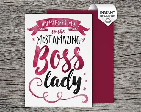 Bosss Day Card Bosses Day Card Printable Card Boss Lady