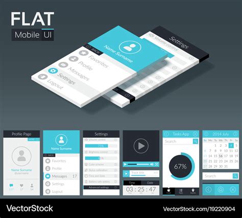 Flat ui mobile design template Royalty Free Vector Image