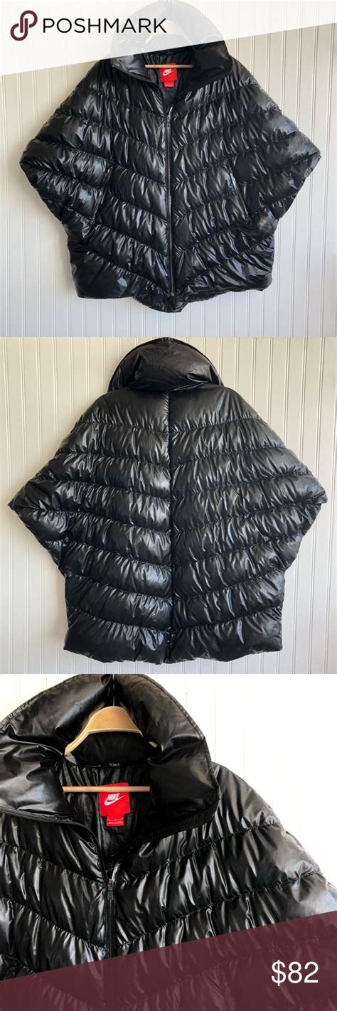 Nike Black Cascade Down Puffer Vest Poncho L Black Nikes Puffer Vest