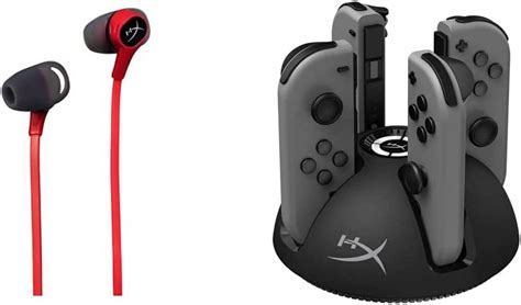 Hyperx Cloud Earbuds Gaming Headphones And Hyperx Chargeplay Quad Joy Con Charging Station For