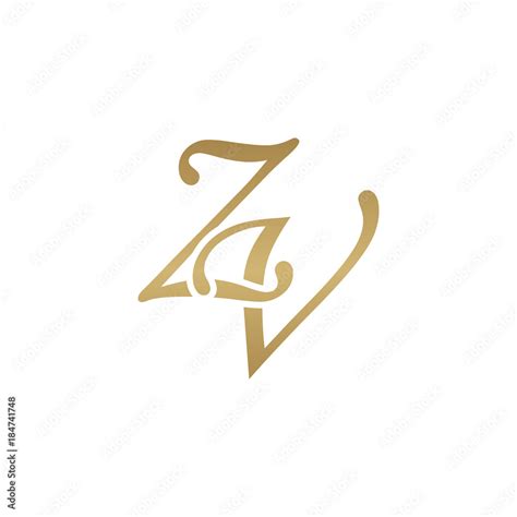 Initial Letter Zv Overlapping Elegant Monogram Logo Luxury Golden