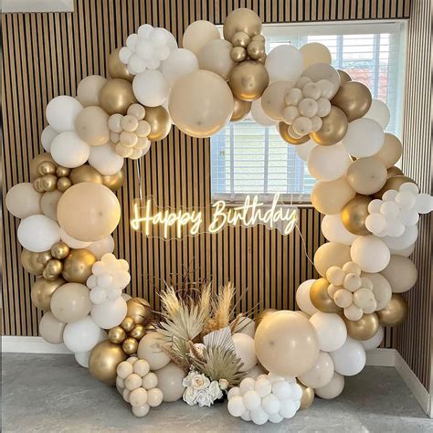 Amazon White Sand Gold Balloons Garland Arch Kit 156PCS White Nude