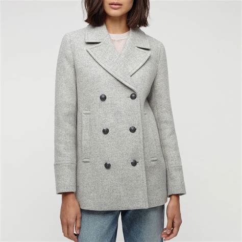 Womens Light Grey Wool Pea Coat Brandalley