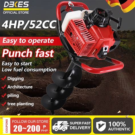 Earth Ground Auger Drill Machine Engine Stroke Hp With Free Drill