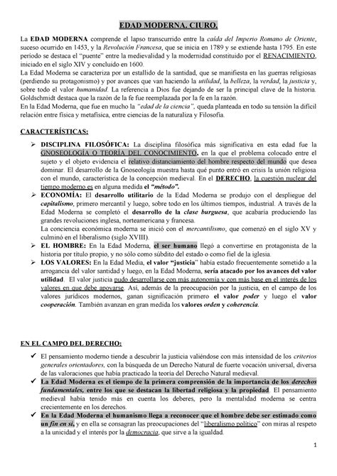 EDAD Moderna Lista Resumen Filosofía Del Derecho EDAD MODERNA