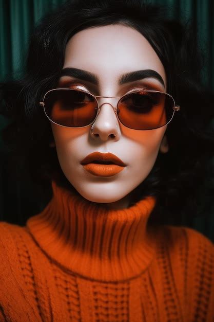 Premium Ai Image A Woman With A Red Sweater And Sunglasses