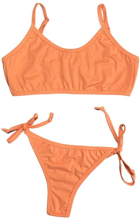 Malla Bikini Piezas Piscina Playa Tanga Crop Top Naranja ENVIO GRATIS Barril