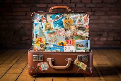 Retro Travel Vintage Suitcase With Stickers Stock Illustration