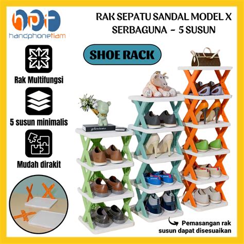 Jual Rak Sepatu Sandal 5 Susun Model X Tempat Penyimpanan Sendal Vas