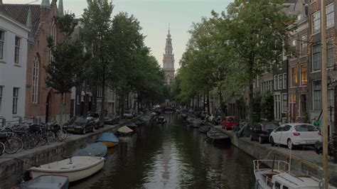 Amsterdam city view with canal and Zuiderkerk 28856680 Stock Video at ...