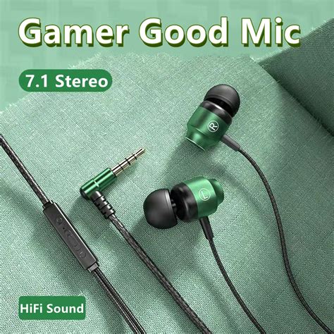 L Jack Gamer Magn Tico Wired Gaming Fones De Ouvido De Metal Verde Hifi