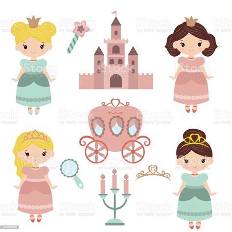 Collection Of Beautiful Princesses Stock Illustration Download Image