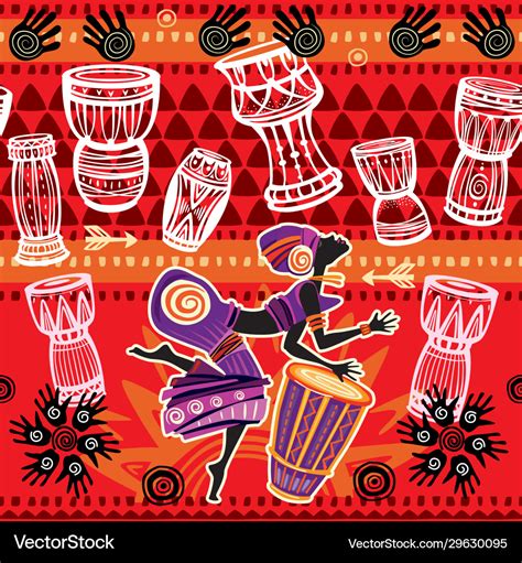 Dancing Woman On Ethnic Background With African Vector Image