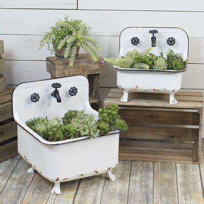 Gracie Oaks Idora 2 Piece Metal Pot Planter Set Metal Planters Large