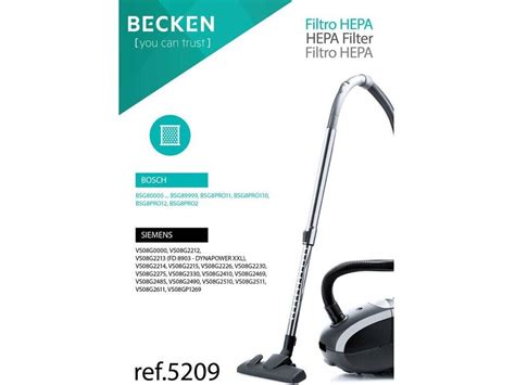 Filtro Aspirador HEPA BECKEN REFª 5209 Compatibilidade Bosch