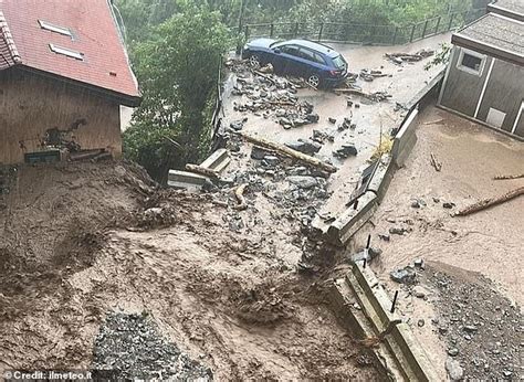 Landslides And Floods Wash Away Roads Overlooking Lake Como In Northern