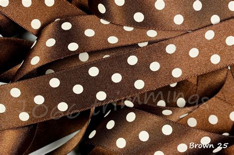 Brown Polka Dot Satin Ribbon Berisfords Widths 15mm 25mm Etsy