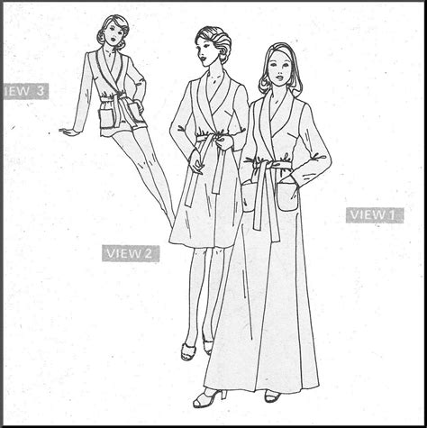 Vintage Style Sewing Pattern 4922 Size 8 10 Misses 70s Housecoat Wrap Robe 3 Lengths Shawl Collar