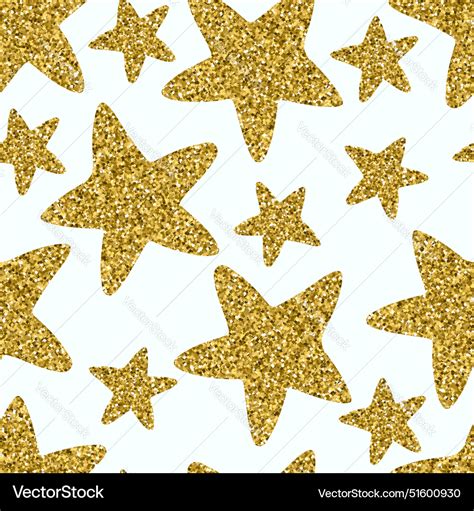 Seamless Pattern With Gold Glitter Textured Stars Vector Image