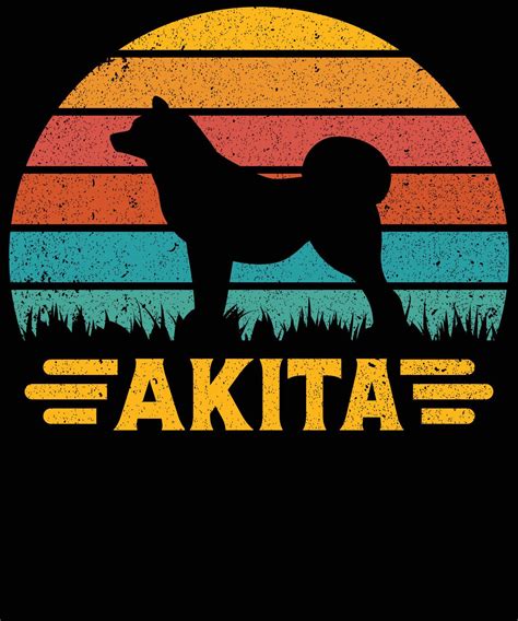 Funny Akita Vintage Retro Sunset Silhouette Ts Dog Lover Dog Owner